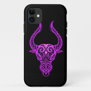 黒の複雑な紫色のトーラスの(占星術の)十二宮図 iPhone 11 ケース