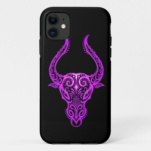 黒の複雑な紫色のトーラスの(占星術の)十二宮図 Case-Mate iPhoneケース (裏面)