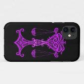黒の複雑な紫色の天秤座の(占星術の)十二宮図 Case-Mate iPhoneケース (裏面(横))