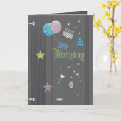 黒の誕生日カード カード (黄色い花)