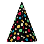 黒の誕生日パーティーハットに色とりどりのドット パーティーハット (裏面)