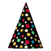 黒の誕生日パーティーハットに色とりどりのドット パーティーハット (左)