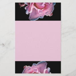 黒の豪華なピンクのバラ 便箋