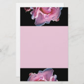 黒の豪華なピンクのバラ 便箋 (正面/裏面)