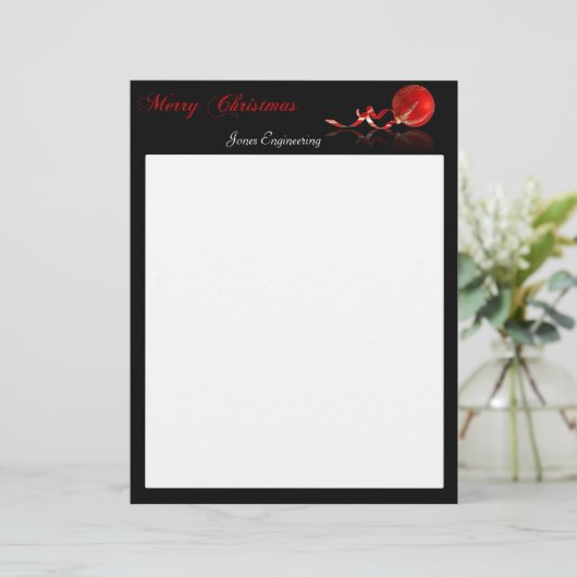 黒の赤いオーナメントのメリークリスマス レターヘッド (スタンド正面)