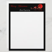 黒の赤いオーナメントのメリークリスマス レターヘッド (正面/裏面)