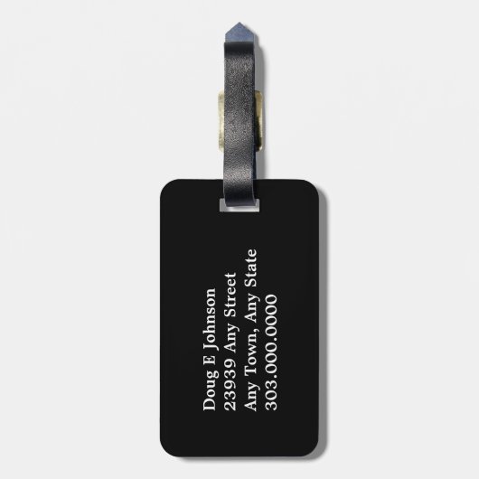 黒の赤いゴルファー ラゲッジタグ (裏面縦)