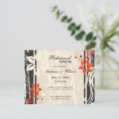 黒の赤いスワールリハーサルディナーカード 招待状 (スタンド正面)