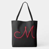 黒の赤いテニスラケット トートバッグ (裏面)