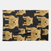 黒の赤いブルドッグ キッチンタオル (横)