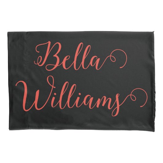 黒の赤いメモ 枕カバー (正面左)