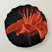 黒の赤いユリ ラウンドクッション (裏面)