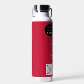 黒の赤いロゴQrコードジオメトリ名 ウォーターボトル (正面)