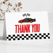 黒の赤い炎レースカーレーサーベイビーシャワー サンキューカード