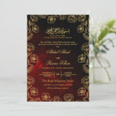 黒の赤と金ゴールドのフローライスラム教結婚教徒 招待状 (スタンド正面)