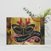 黒の赤と金ゴールドの仮装パーティー 招待状 (スタンド正面)