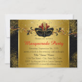 黒の赤と金ゴールドの仮装パーティー 招待状 (裏面)