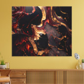黒の赤と金ゴールド抽象芸術 キャンバスプリント (インサイチュ (リビング))