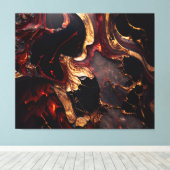 黒の赤と金ゴールド抽象芸術 キャンバスプリント (インサイチュ (ウッドフロア))