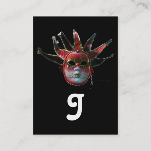 黒の赤ジェスターマスク,仮装パーティー白 名刺 (裏面)