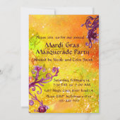 黒の赤ジェスターマスク,仮装パーティー黄色 招待状 (裏面)