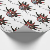 黒の赤ジェスターマスク,仮装パーティー,白 ラッピングペーパー (角)