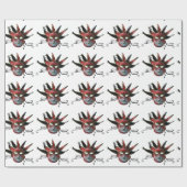 黒の赤ジェスターマスク,仮装パーティー,白 ラッピングペーパー (フラット)