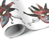 黒の赤ジェスターマスク,仮装パーティー,白 ラッピングペーパー (ロールコーナー)