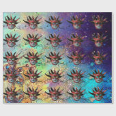 黒の赤ジェスターマスク,仮装パーティー,白 ラッピングペーパー (フラット)