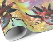 黒の赤ジェスターマスク,仮装パーティー,白 ラッピングペーパー (ロールコーナー)