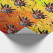 黒の赤ジェスターマスク,仮装パーティー,黄色 ラッピングペーパー (角)