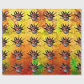 黒の赤ジェスターマスク,仮装パーティー,黄色 ラッピングペーパー (フラット)