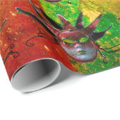 黒の赤ジェスターマスク,仮装パーティー,黄色 ラッピングペーパー (ロールコーナー)