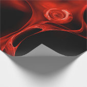 黒の赤フラクタルバラ ラッピングペーパー (角)