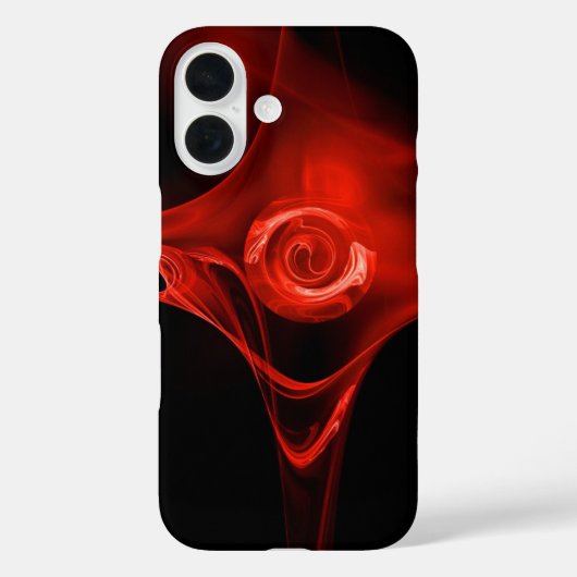 黒の赤フラクタルバラ Case-Mate iPhoneケース (裏面)