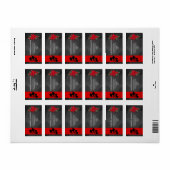 黒の赤フローラグラデーショエレガントンモダン（シック） ラベル (フルシート)