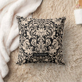 黒の赤面のピンクのダマスク織 クッション (ブランケット)