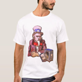 黒の輪郭のアメリカおじさんと空っぽの国庫の文字 Ar Tシャツ