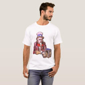 黒の輪郭のアメリカおじさんと空っぽの国庫の文字 Ar Tシャツ (正面フル)