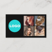 黒の追加ロゴのソーシャルメディアネットワークフォト 名刺 (正面)