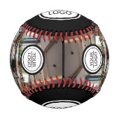 黒の追加ロゴカスタム文字会社写真 野球ボール (裏面)