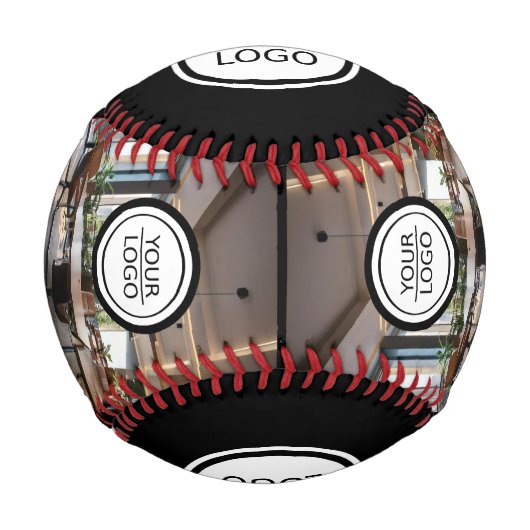 黒の追加ロゴカスタム文字会社写真 野球ボール (裏面)