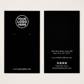 黒の追加ロゴソーシャルメディアのイヤリングディスプレイカード (正面&裏面)