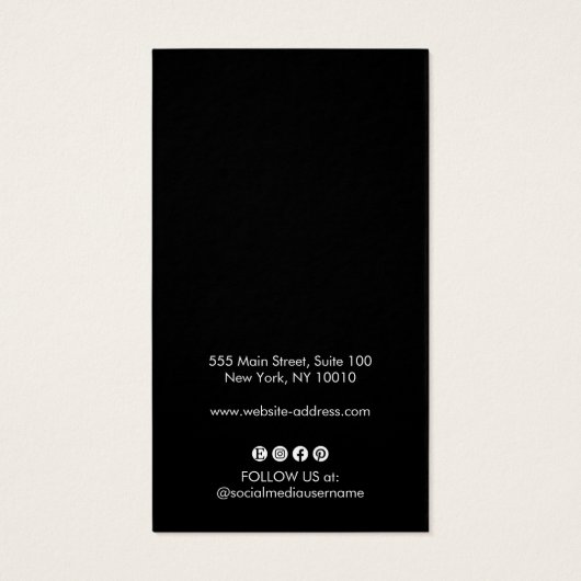 黒の追加ロゴソーシャルメディアのイヤリングディスプレイカード (裏面)