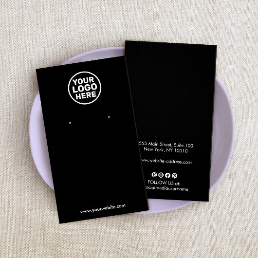 黒の追加ロゴソーシャルメディアのイヤリングディスプレイカード