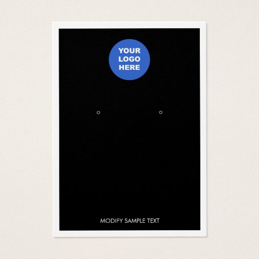 黒の追加ロゴ白いイヤリング縁どディスプレイカード (正面)