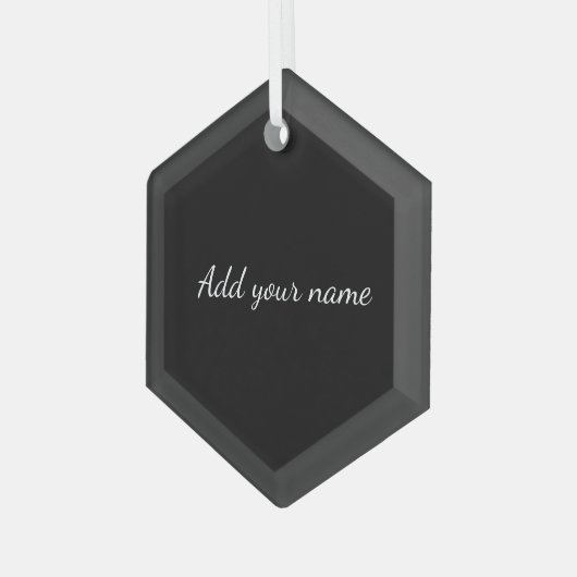 黒の追加無地の名文字メッセージをここにスローpilo ガラスオーナメント (正面左)