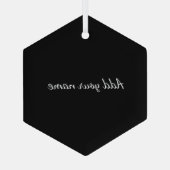 黒の追加無地の名文字メッセージをここにスローpilo ガラスオーナメント (裏面)