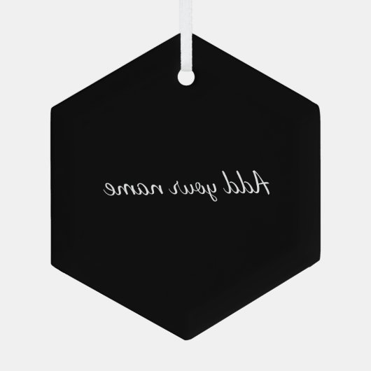 黒の追加無地の名文字メッセージをここにスローpilo ガラスオーナメント (裏面)