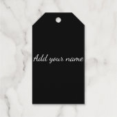 黒の追加無地の名文字メッセージをここにスローpilo ギフトタグ (裏面)